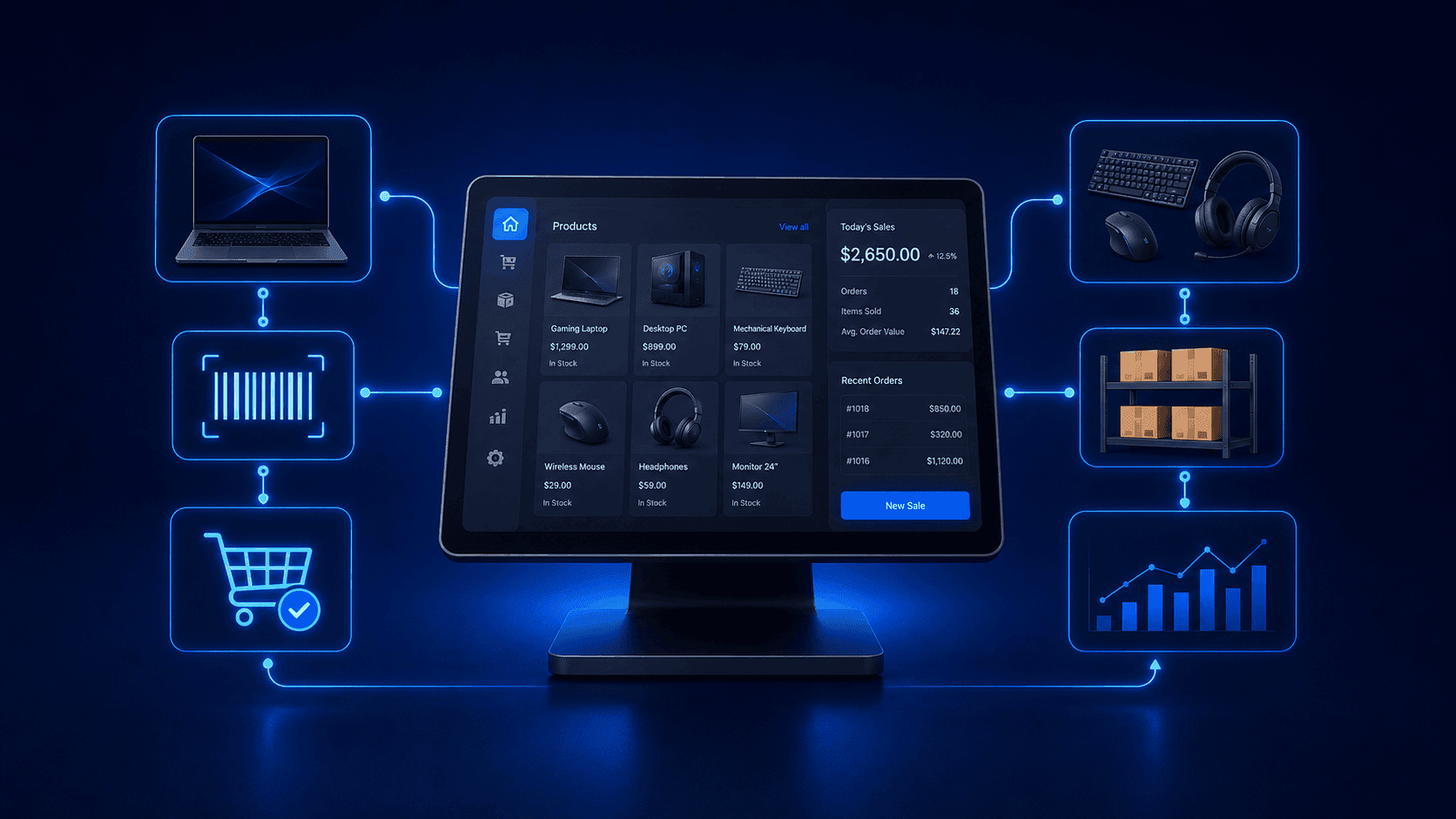 Computer shop ERP system product preview